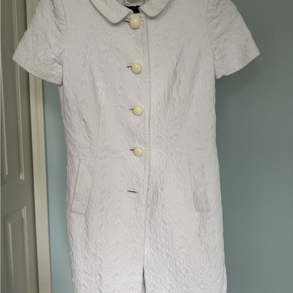 Milly of New York Textured White short-sleeved Coat RARE CHIC Sz 8